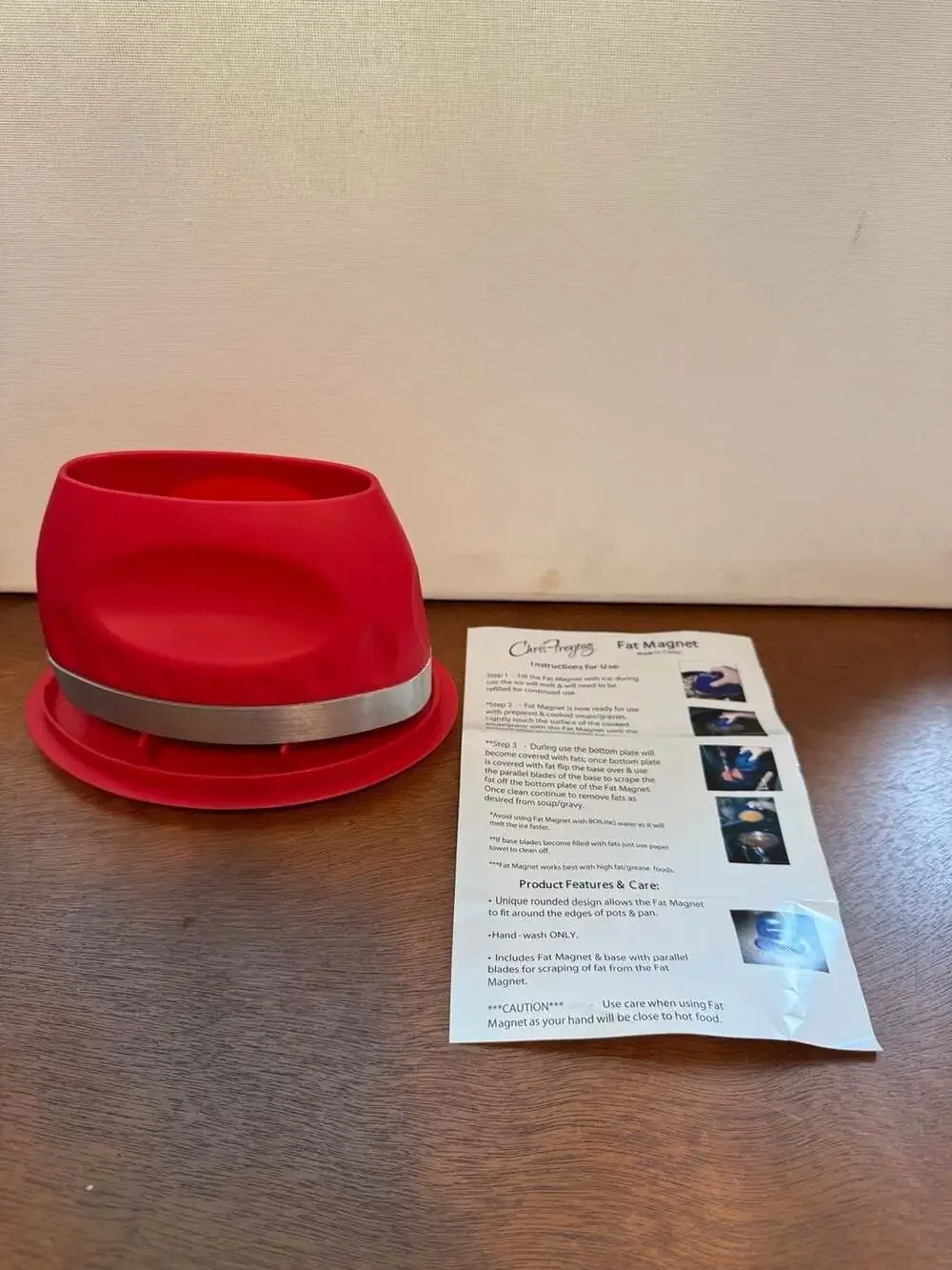 Chris Freytag Fat Magnet Kitchen Grease Fat Skimmer Tool with Instructions
